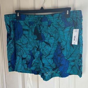 NWT ANA BLUE/GREEN PALM PRINT RUNNING SHORTS  SZ XXLT